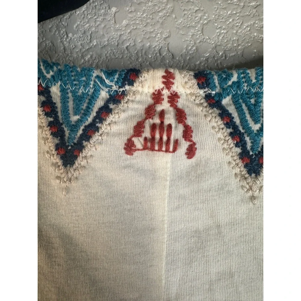 Johnny Was Women's Cream Embroidered Floral Boho Tunic Dress Size XS
